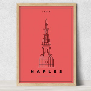 Naples Italy Art Deco Travel Posters, Minimalistic Travel Poster, Naples Vintage Poster, Vintage Travel Posters, Travel Print city Wall