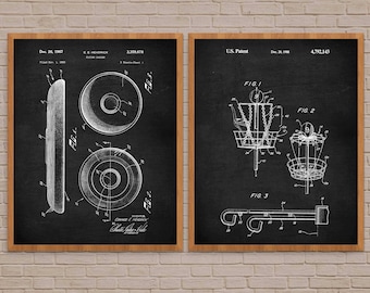 Frisbee Patent Art Print Set, Disc Golf Poster