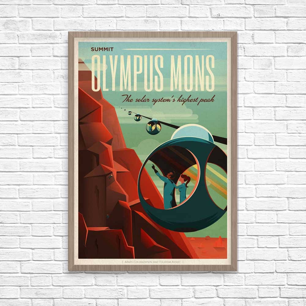 Mars Travel Poster, Olympus Mons, Space Print - Etsy