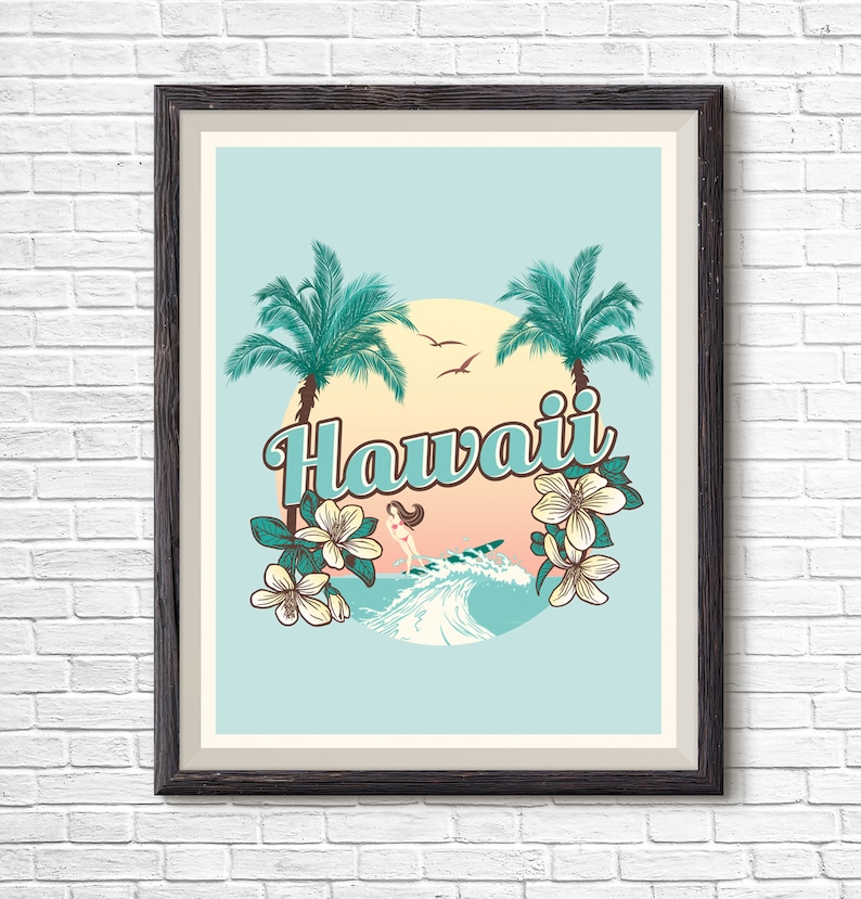 Hawaii Travel Poster Travel Poster Travel Gift Hawaiian - Etsy