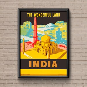 India Travel Poster, india art, india print, india poster, travel india, see india, vintage india, india travel, india decor, indian print