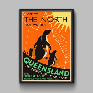 Queensland - Viajes a Australia - Póster de Australia - Australia vintage - Decoración de viajes - Pósteres de Queensland - Ttravel Australia - Pósteres de viajes