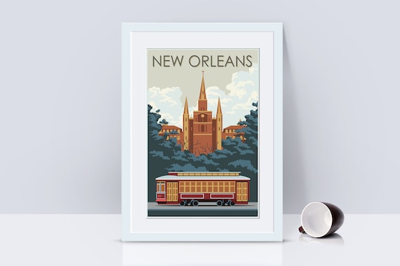 New Orleans, Vintage Travel, New Orleans Poster, Travel Art, New Orleans  Print, Poster, New Orleans Art, Travel Print, Travel Wall Art - Etsy