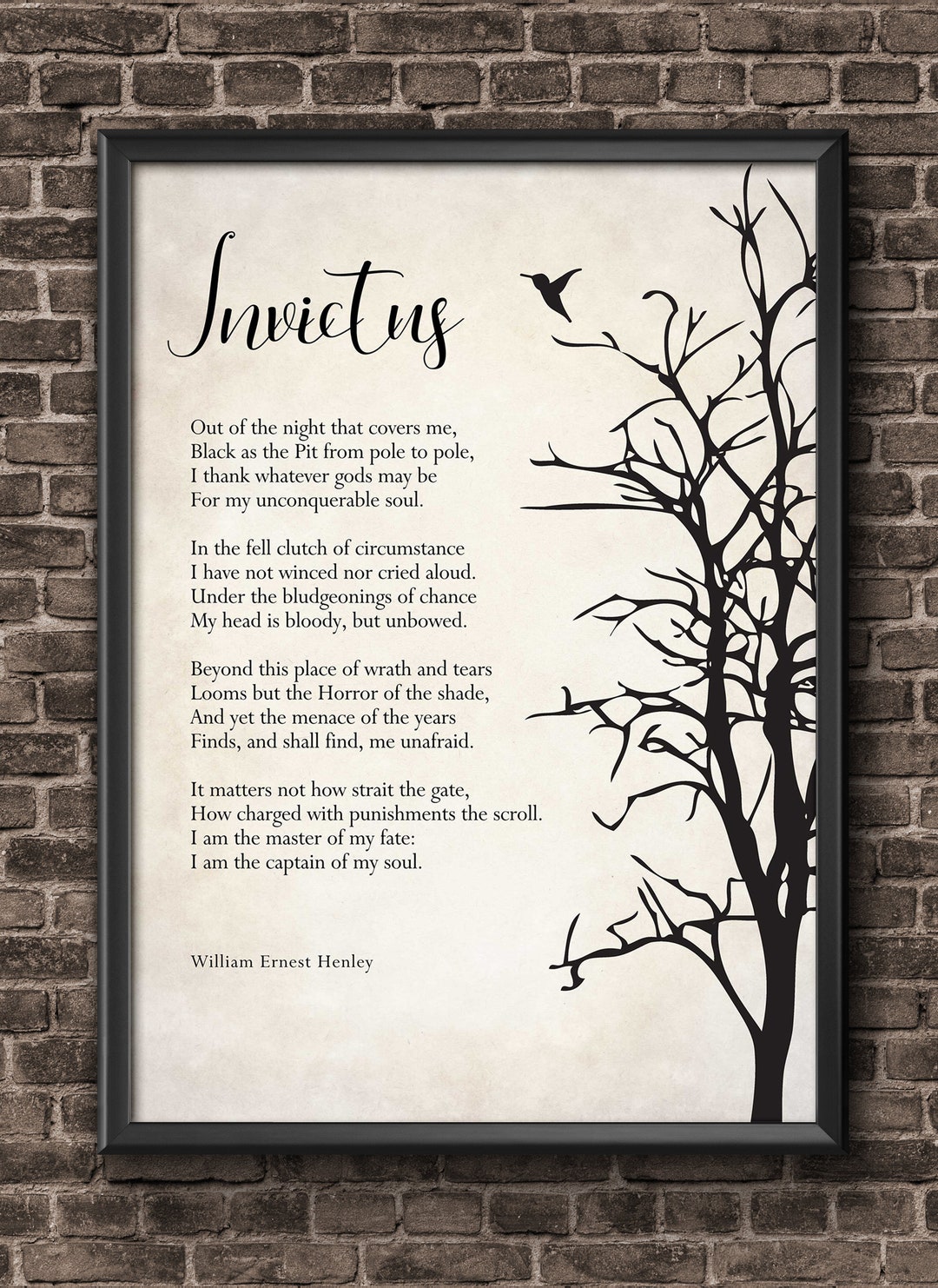 Invictus Poem by William Ernest Henley Typography Print - Inspirational ...