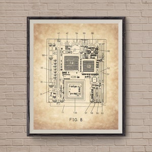 Computer Motherboard Patent, Patent Print, computer patent, motherboard design, computer schematic, gift for him, gift for nerd, gift idea