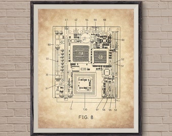 Computer Motherboard Patent, Patent Print, computer patent, motherboard design, computer schematic, gift for him, gift for nerd, gift idea