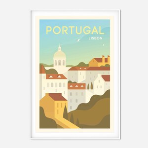Portugal Lisbon Vintage Travel Poster, Cityscape Print, Retro City Art Travel Decor, Housewarming Art Gift
