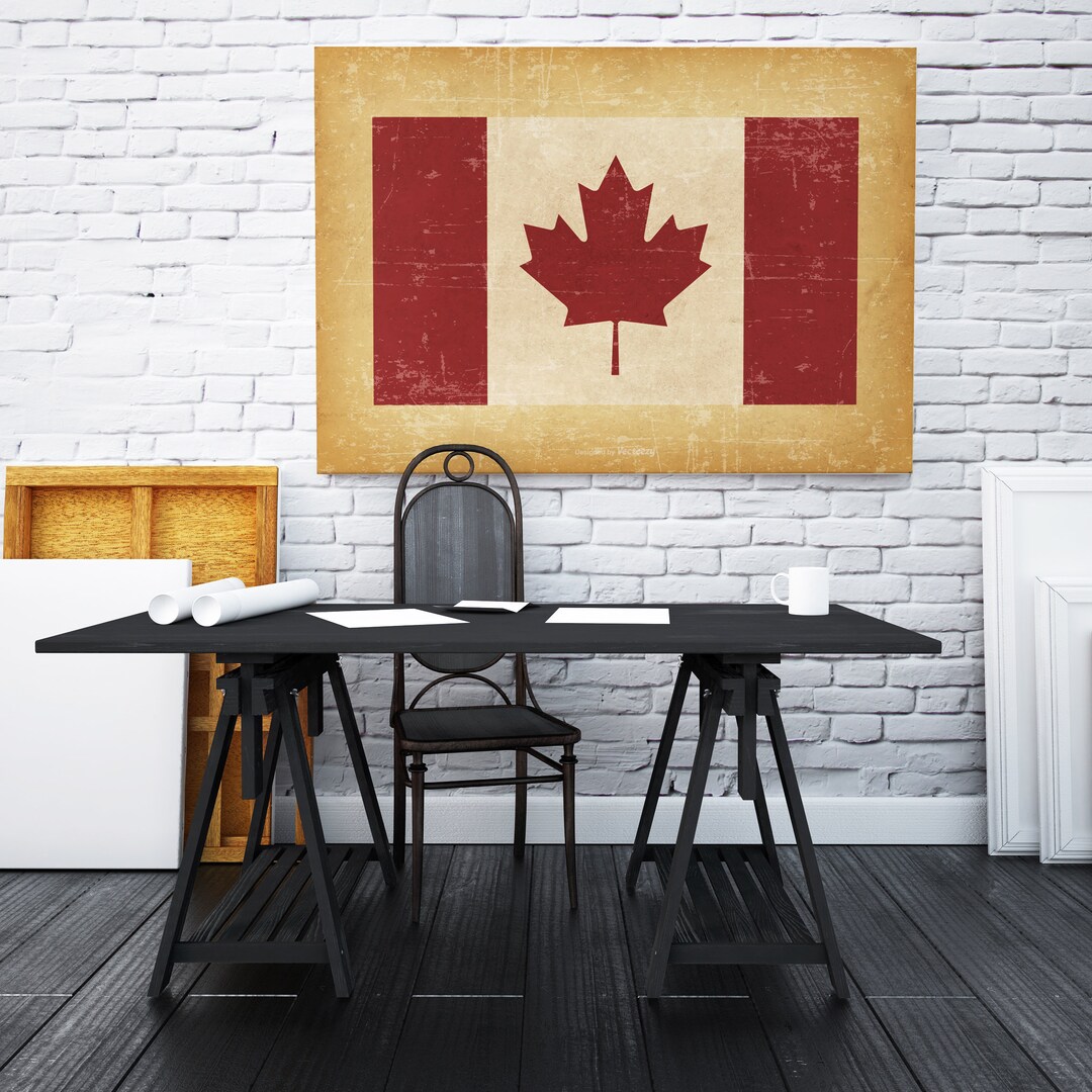 Canada Flag Wall Art Canadian Flag Art Print Canadian Flag Etsy