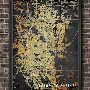 Colorado Springs Map Art Print Wedding Gift, Colorado Art Print, Colorado Springs Carte, Custom City Print