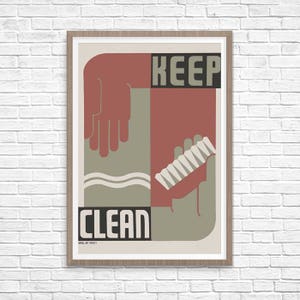 Keep Clean 1936, WPA Poster, Keep Your Teeth Clean, WPA Art, Fine Art Print, Giclee Print, Wall Decor, Wall Art, Vintage Art