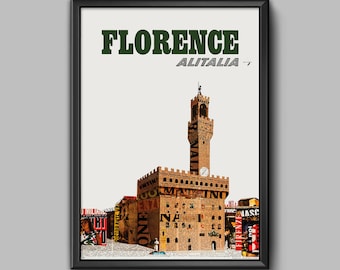 Florence Italy Print – Vintage Travel Poster, Firenze Cathedral