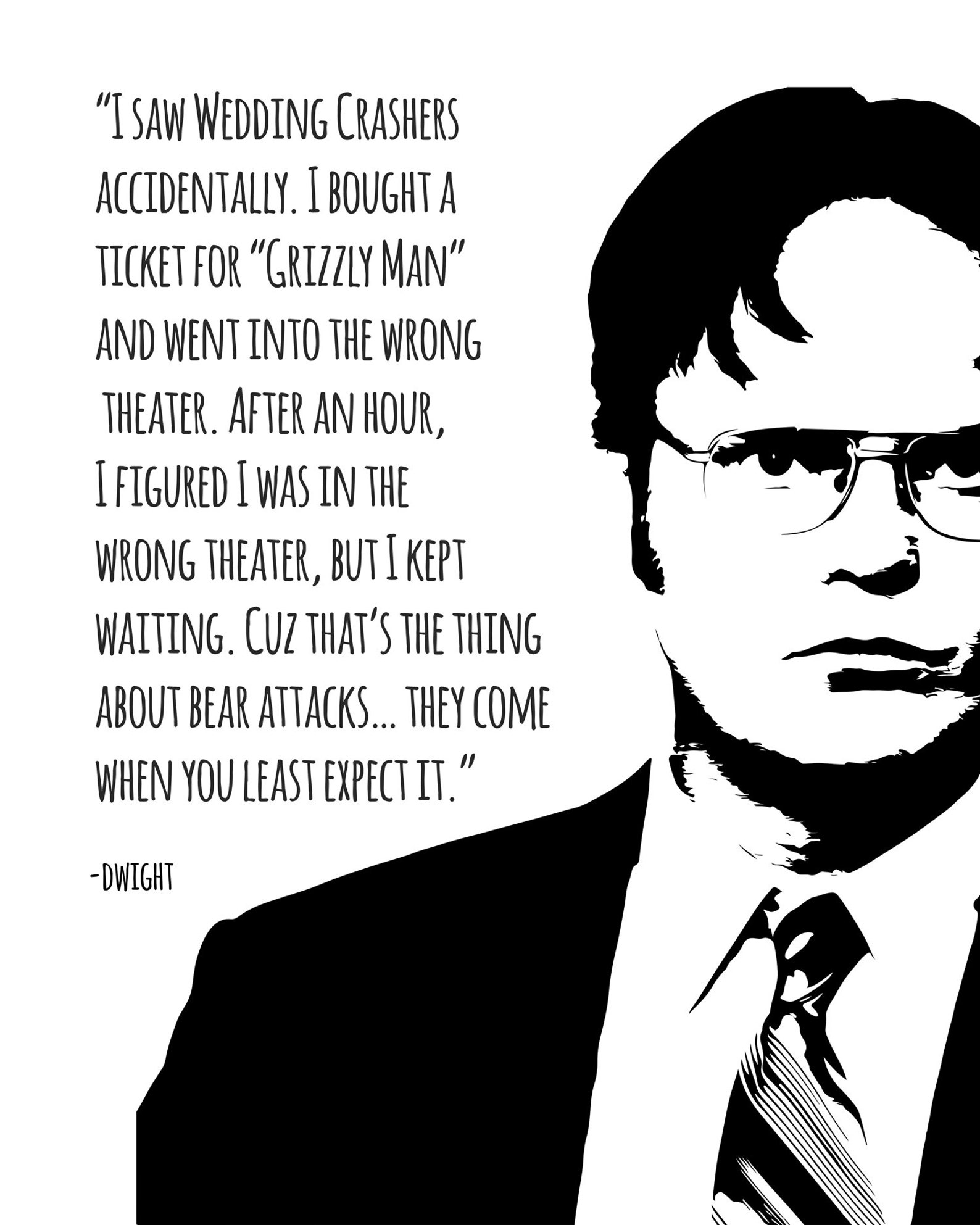 Dwight Schrute Bear Quote Art Print for Home Decor Holiday | Etsy