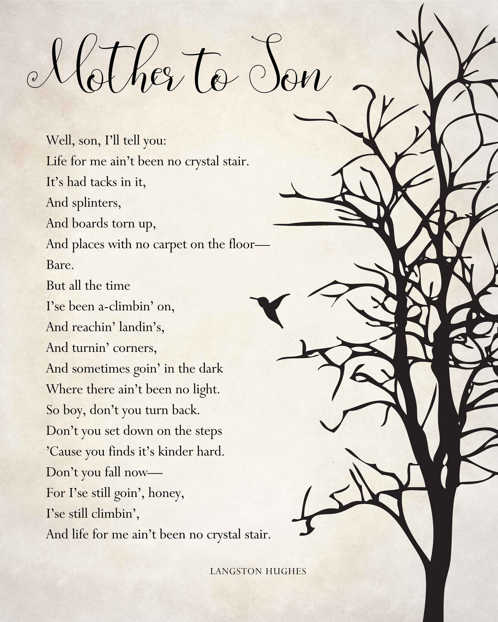 Mother to Son Poem Art Print Minimalist Modern Wall Art - Etsy