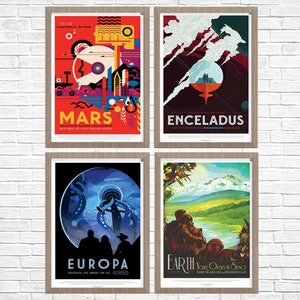 SPACE Posters, Group of 4, Mars Travel, Space Poster, NASA Space Travel Poster, Nasa Poster, NASA 2016