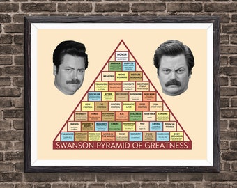 Ron Swanson Poster, Ron Swanson Pyramid of Greatness poster, Wall Art, Poster Print