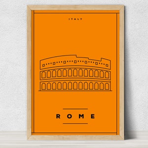 Rome Art Deco Travel Posters, Colosseum Minimalistic Travel Poster, Rome Vintage Poster, Vintage Travel Posters, Travel Print city Wall