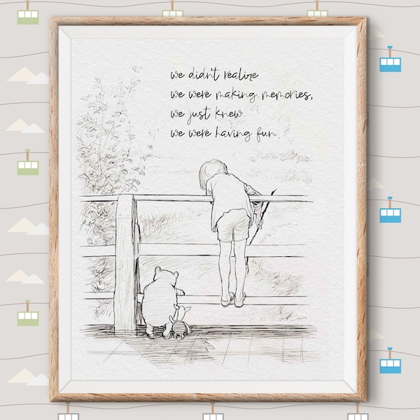 Winnie the Pooh Nursery Decor Quotes, pooh bear classic vintage style poster print