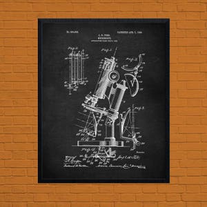Science Art, microscope patent, vintage science art, microscope art, science student, chemistry gift, laboratory decor, chemistry poster