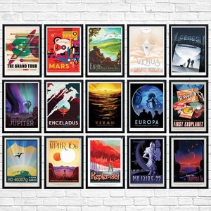 Carteles de la NASA Conjunto completo, impresión de la nasa, arte de la pared de la nasa, carteles espaciales, arte espacial, arte de la Nasa, cartel espacial de la Nasa, impresiones de la nasa, carteles de viaje de la Nasa