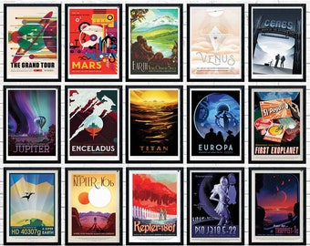 NASA Travel Posters Full Set, Space Art Prints