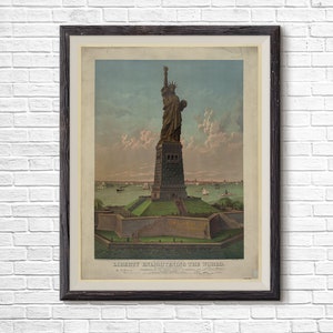 Freiheitsstatue, Freiheit erleuchtet die Welt 1884, Vintage Druck, Lady Liberty, New York Kunst, New York Wandkunst, Vintage New York