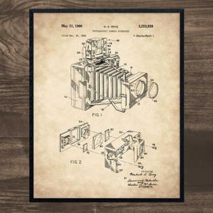 Vintage Camera, Photographer Gift, Camera Art, Vintage Camera Art, Camera Patent Print, Camera Decor, Camera Print, Camera Art