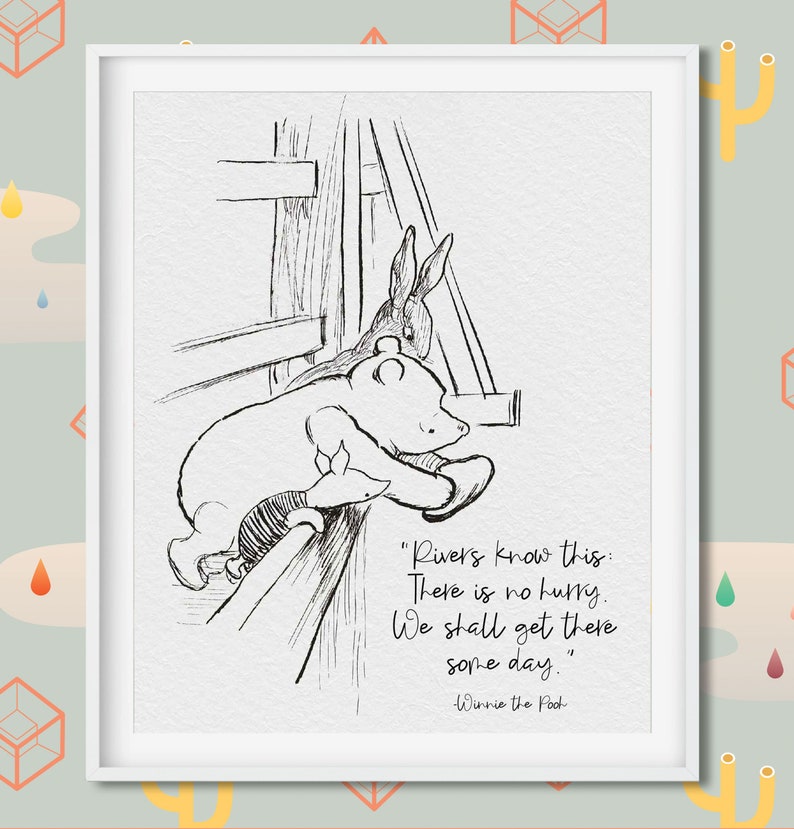 Pooh Quote Rivers Winnie the Pooh Print Quotes, Pooh Bear Classic Vintage Style Poster ...