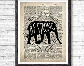 Elephant Vintage Dictionary Art Print, Elephant Print, dictionary prints, dictionary print, dictionary page, altered book art