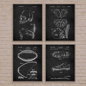 Football Art Set, football gift, football art, football poster, football wall art, football gifts, vintage football, football coach gift