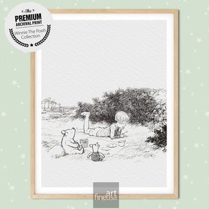 Pooh Classic Nursery Art Print, Winnie the pooh bear classic vintage style poster print