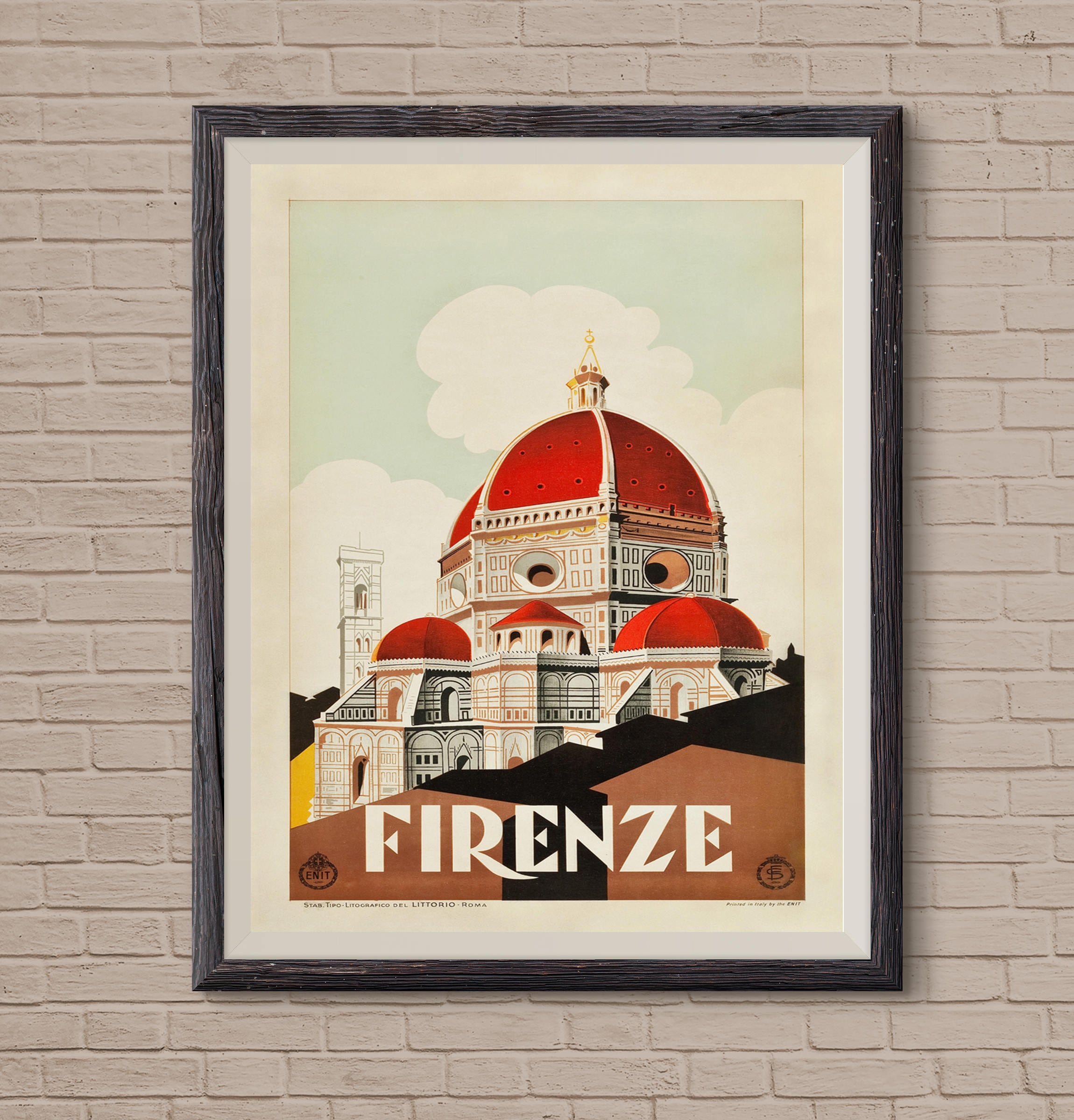 Florencia Florence Italy Vintage Travel Wall Decor Advertisement Poster Print 