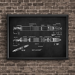 Space X Patent Print Falcon 1, Falcon Blueprint, Space X Poster, Space Rocket Patent, Wall Art