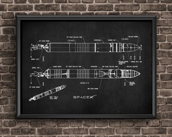 Space X Patent Print Falcon 1, Falcon Blueprint, Space X Poster, Space Rocket Patent, Wall Art