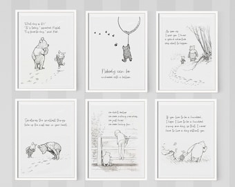 Classic Winnie the pooh Print set of 6, Winnie the Pooh Printable, Pooh Nursery Print, Winnie the pooh quote Art Print | Shop now!