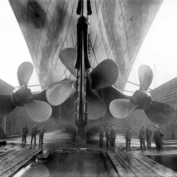 Fine Art Photography Titanic Photo, Titanic Propellers 1911 RMS, Titanic Old Photo, Poster Black & White Ship Steamship, Wall Art