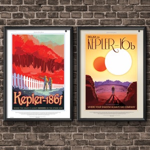 NASA Poster Wall Art Exoplanet Travel Posters Kepler Mission Set of 2, Space Poster, Space Art, Nasa Art, Nasa Space Poster, Home Decor