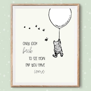 Winnie the Pooh Print Quotes, pooh bear classic vintage style poster print