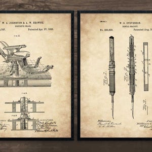 Dental Art, Dentist Gift, Dentist Chair, Set of 2, art print, dental, dental gifts, medical gift, gift for dentist, medical art, hygienist