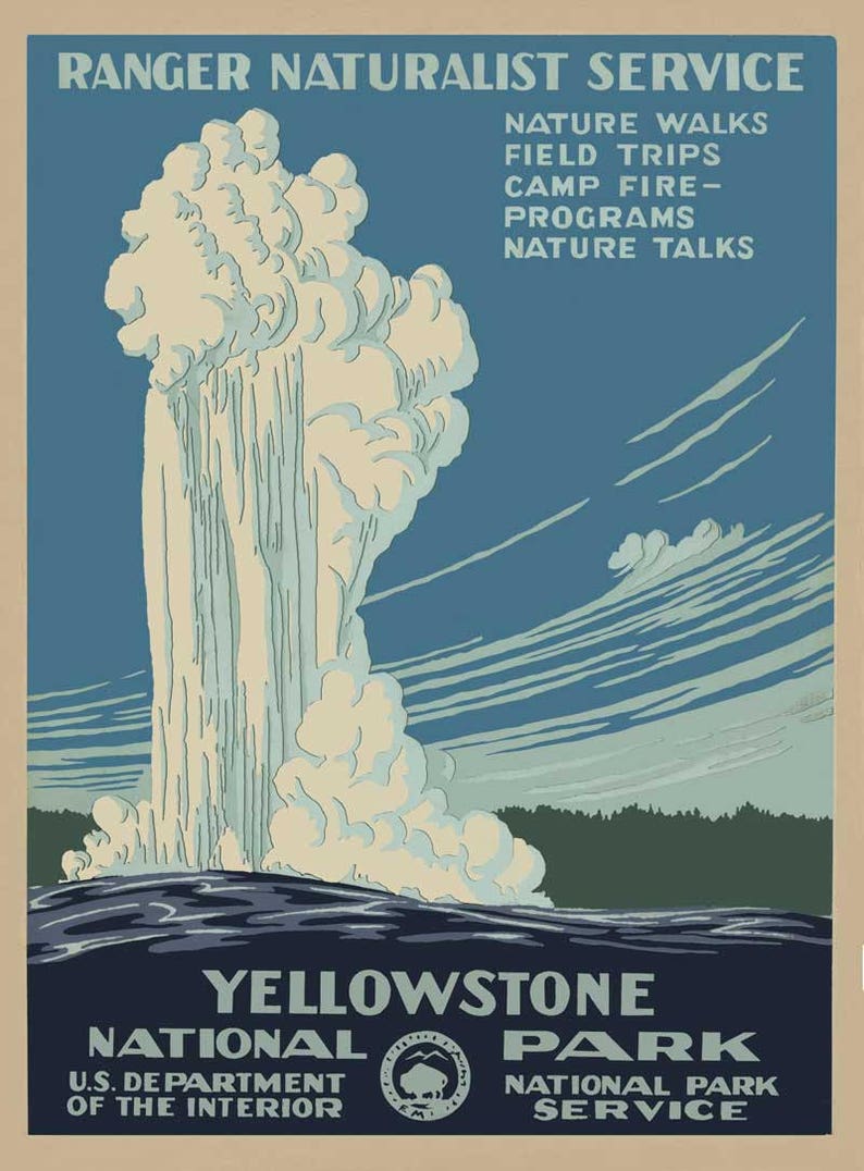 Yellowstone National Park Retro Wall Art Climbing Travel Outdoorsy Gifts for Grandpa image 2