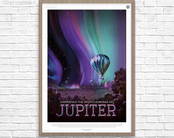 Jupiter Aurora Space Travel Poster, NASA Exoplanet Art