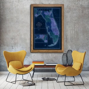 Old Map Of Florida 1839 Vintage Map, Nautical Decor Wall Art, Antique Maps