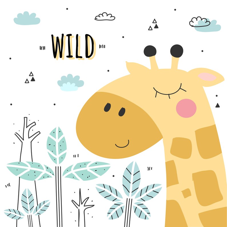 Giraffe Wall Art Set Nursery Decor Giraffe Nursery Nursery Etsy