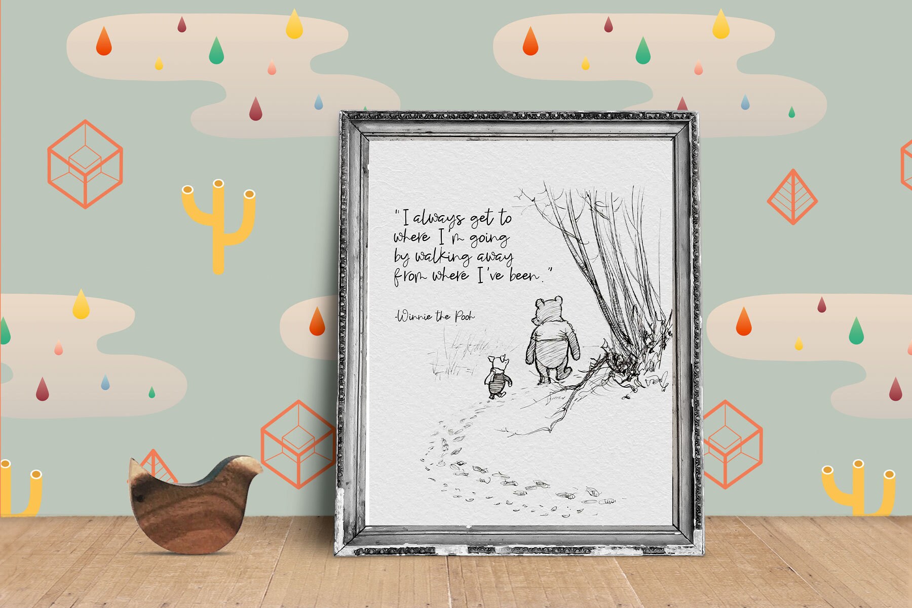 Winnie the Pooh Print Quotes, Pooh Bear Classic Vintage Style Poster ...