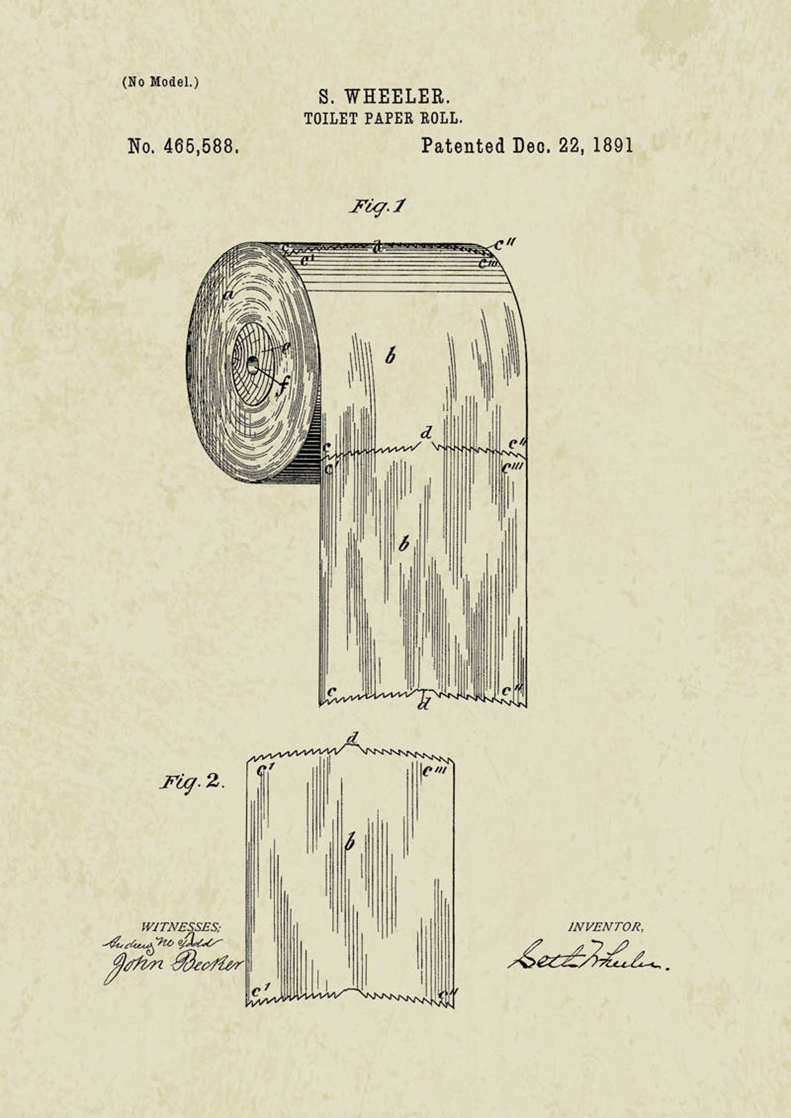 Toilet Paper Patent Print Bathroom Wall Art, Bathroom Wall Decor ...