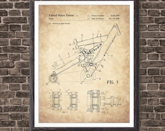 Mountain Bike Frame Art Print, bike decor, Biker Gift, mountain bike, mountain bike art, mountain bike poster, bike wall art