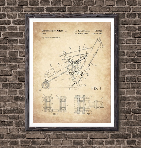 Mountain Bike Frame Art Print, bike decor, Biker Gift, mountain bike, mountain bike art, mountain bike poster, bike wall art