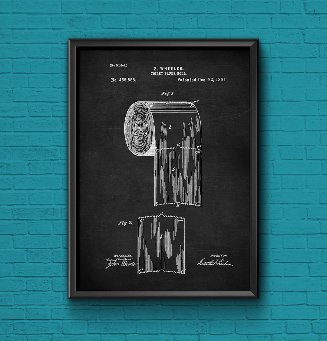 Toilet Paper Patent Print Bathroom Wall Art, Bathroom Wall Decor ...