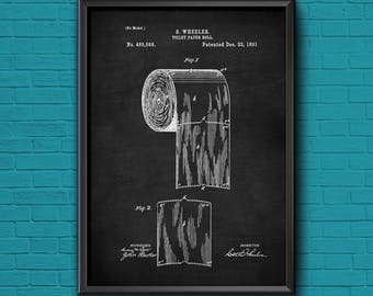 Toilet Paper Patent Print Bathroom Wall Art, Bathroom Wall Decor, Bathroom Wall, Bathroom Decor, Bathroom Poster, Bathroom, Restroom Decor