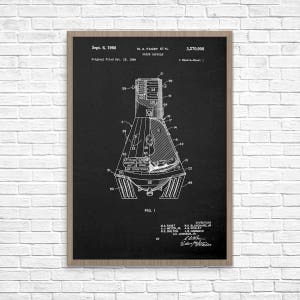 Space Capsule Poster, Space Ship Patent, Space Ship Art, Space Capsule Patent, Patent Print, Patent Poster, NASA Poster, Moon Poster