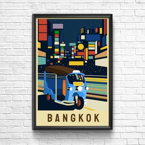 Bangkok Thailand Vintage Travel Poster, Travel Gift, Travel Decor Bangkok Thailand
